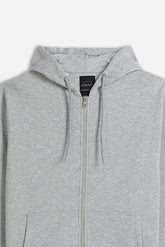 FELPA FULL ZIP CON CAPPUCCIO BASIC CHIARO CHIARO